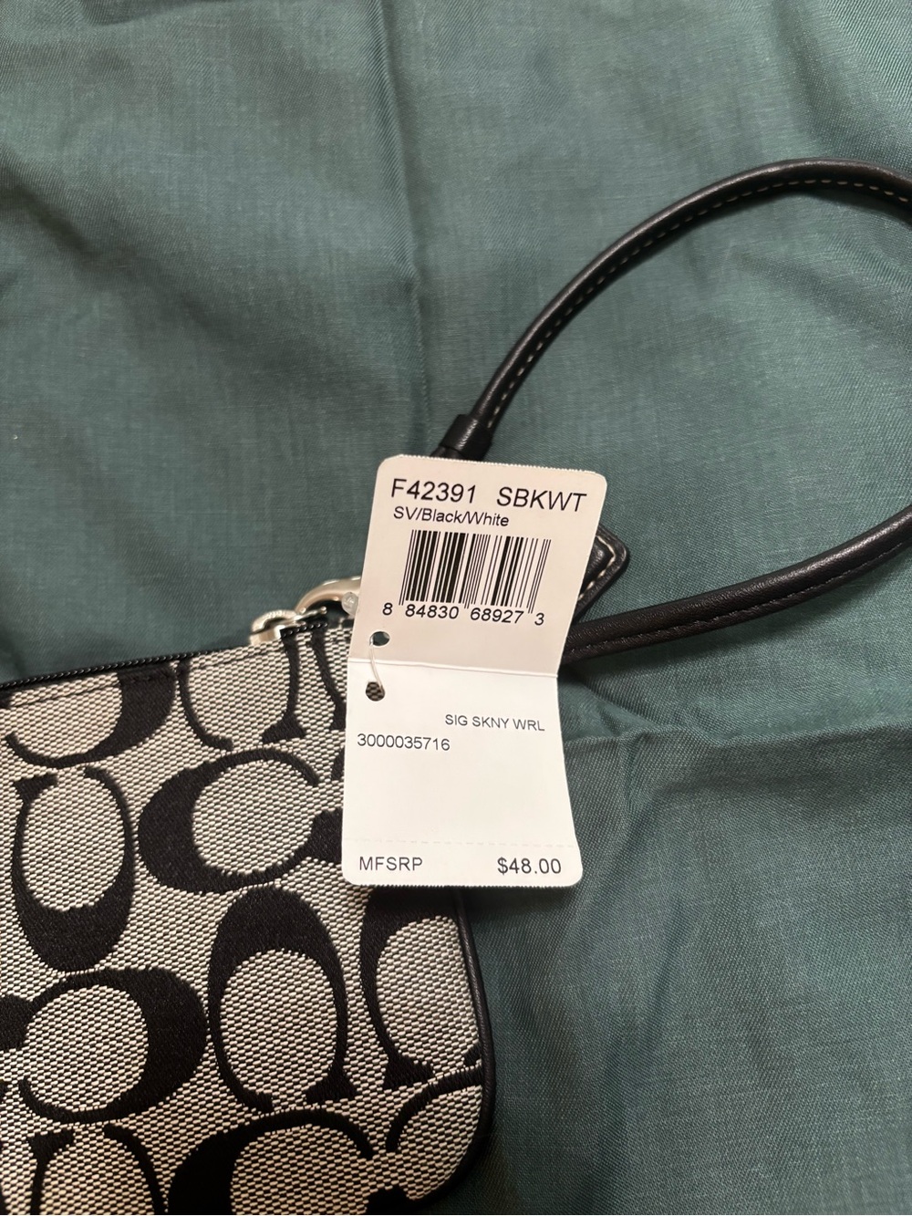 NWT Coach Signature Wristlet | Black & Gray Monogram Zip Pouch - Picture 6 of 8
